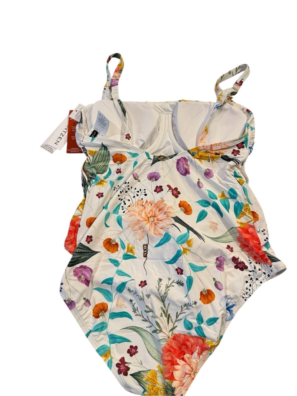 Jantzen Seafoam Tides Smoothing Tummy Control One-Piece Sporty Tropical Swimsuit - Picture 4 of 14